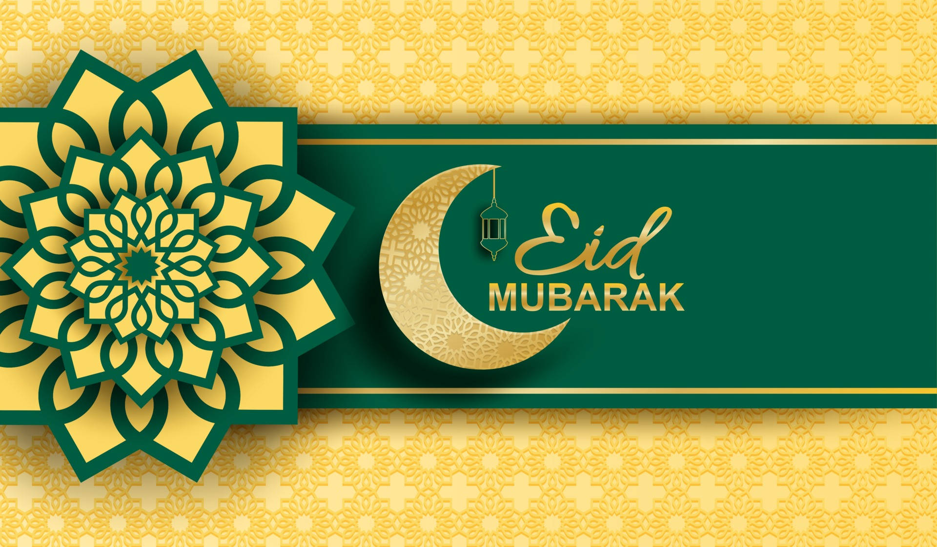 Eid Mubarak, green, gold, Full HD Desktop Wallpaper
