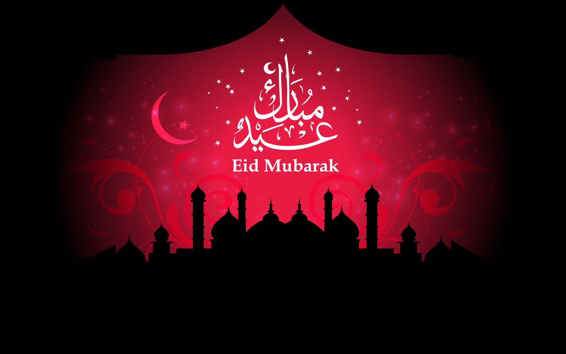 Eid Mubarak, mosque domes, minarets, Full HD Desktop Wallpaper