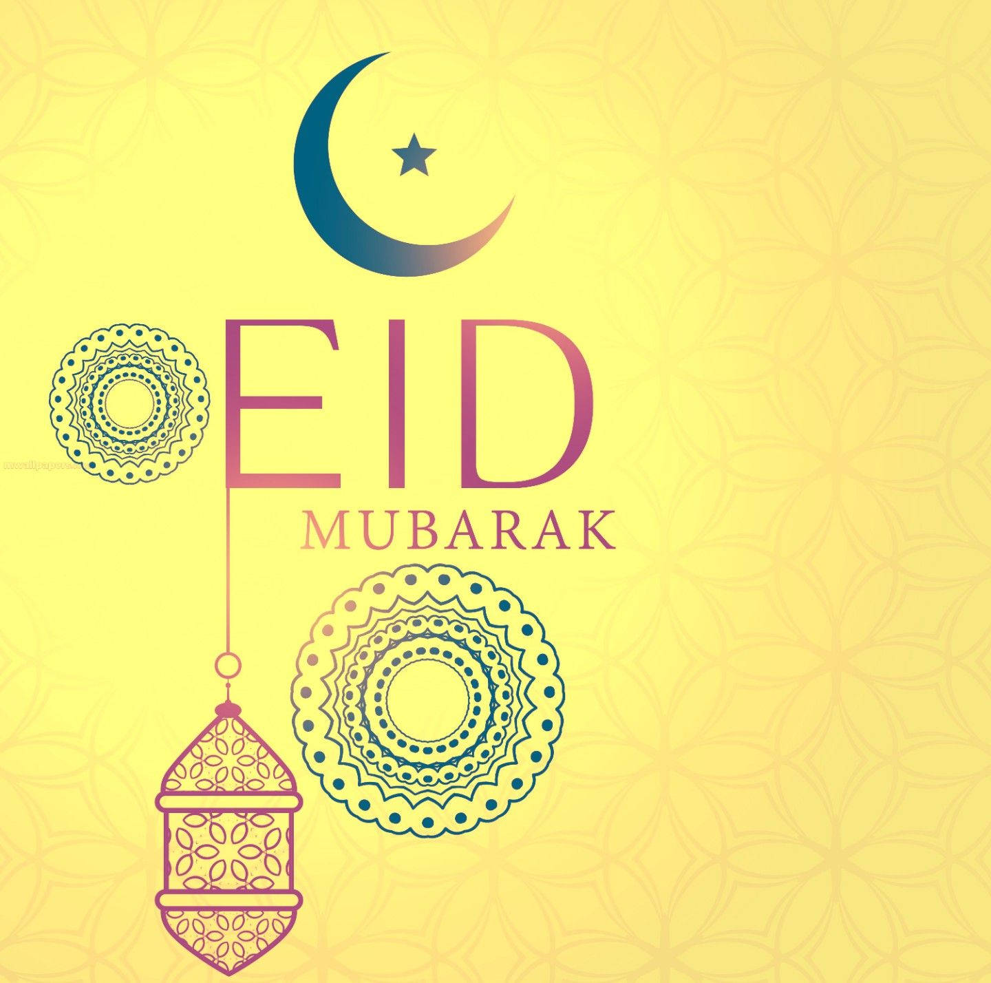 Eid Mubarak, crescent moon, star, HD Desktop Wallpaper