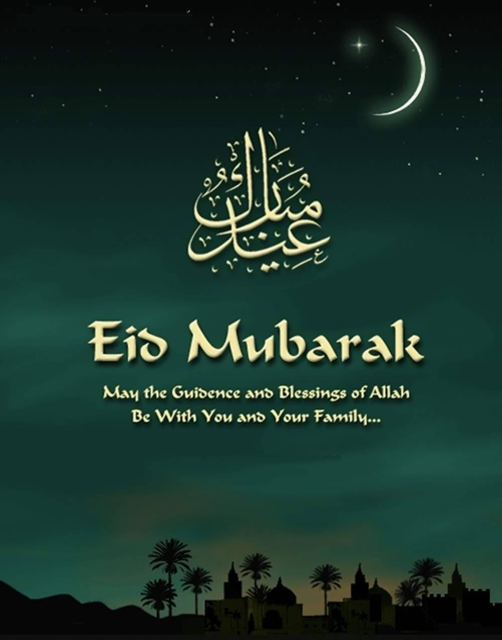 Eid Mubarak, crescent moon, stars, SD Phone Wallpaper