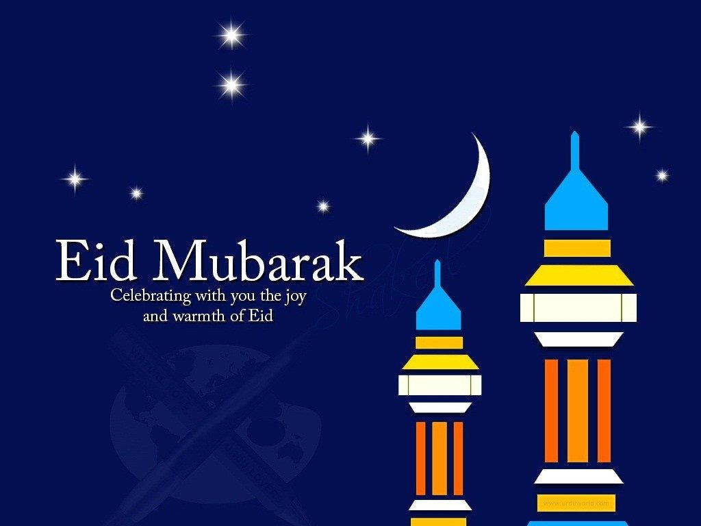 Eid Mubarak, lunar crescent, star, SD Desktop Wallpaper