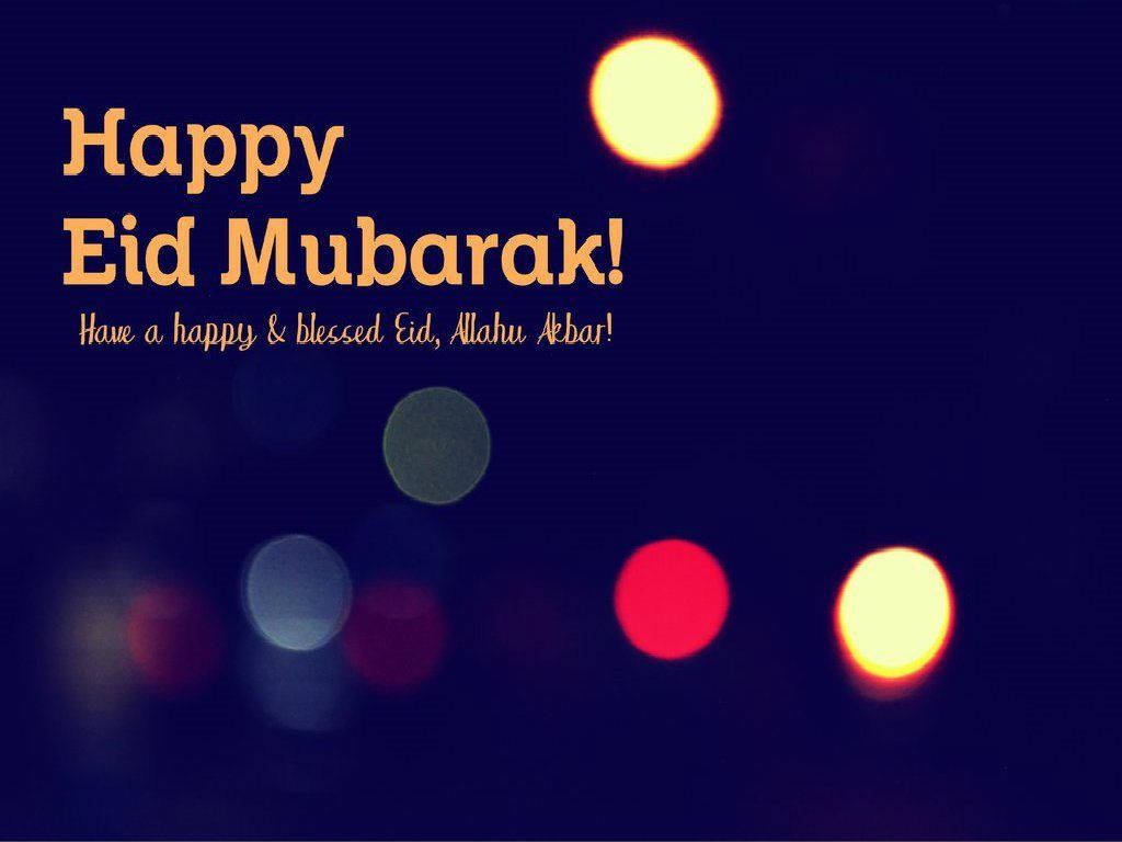 Eid Mubarak, dark background, colorful bokeh lights, SD Desktop Wallpaper