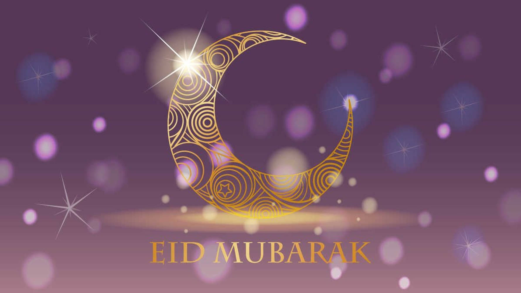 Eid ul adha mubarak, sparkling moon, golden crescent moon, HD Desktop Wallpaper