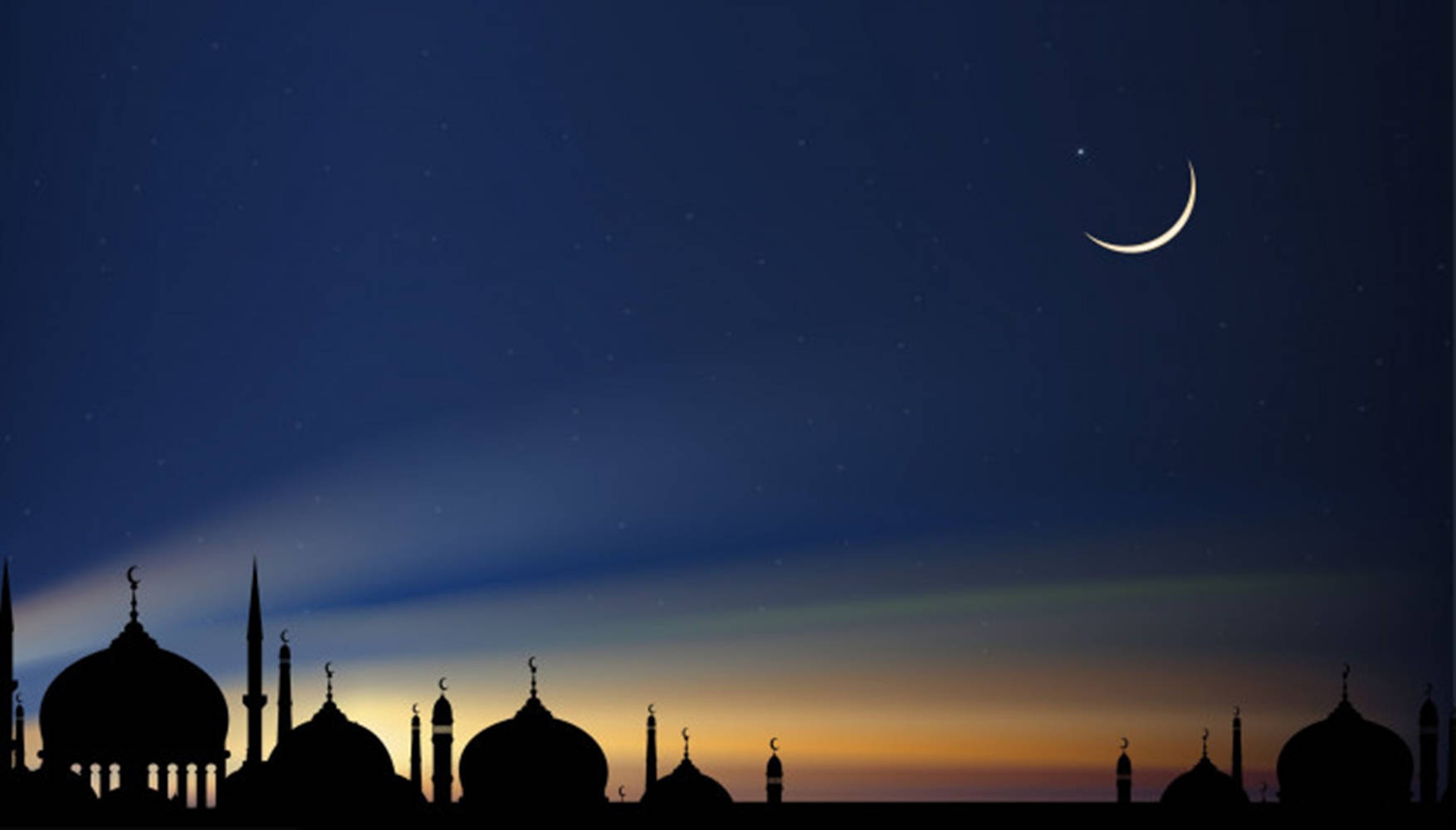 Eid ul adha mubarak, sunset, crescent moon, HD Desktop Wallpaper