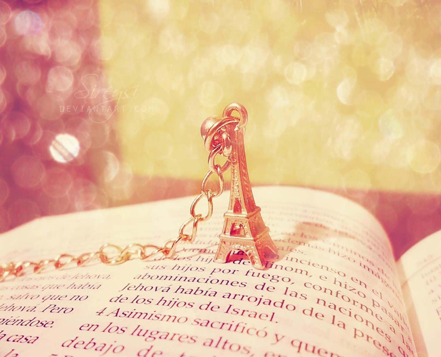 Eiffel Tower, golden, open book, HD Desktop Wallpaper