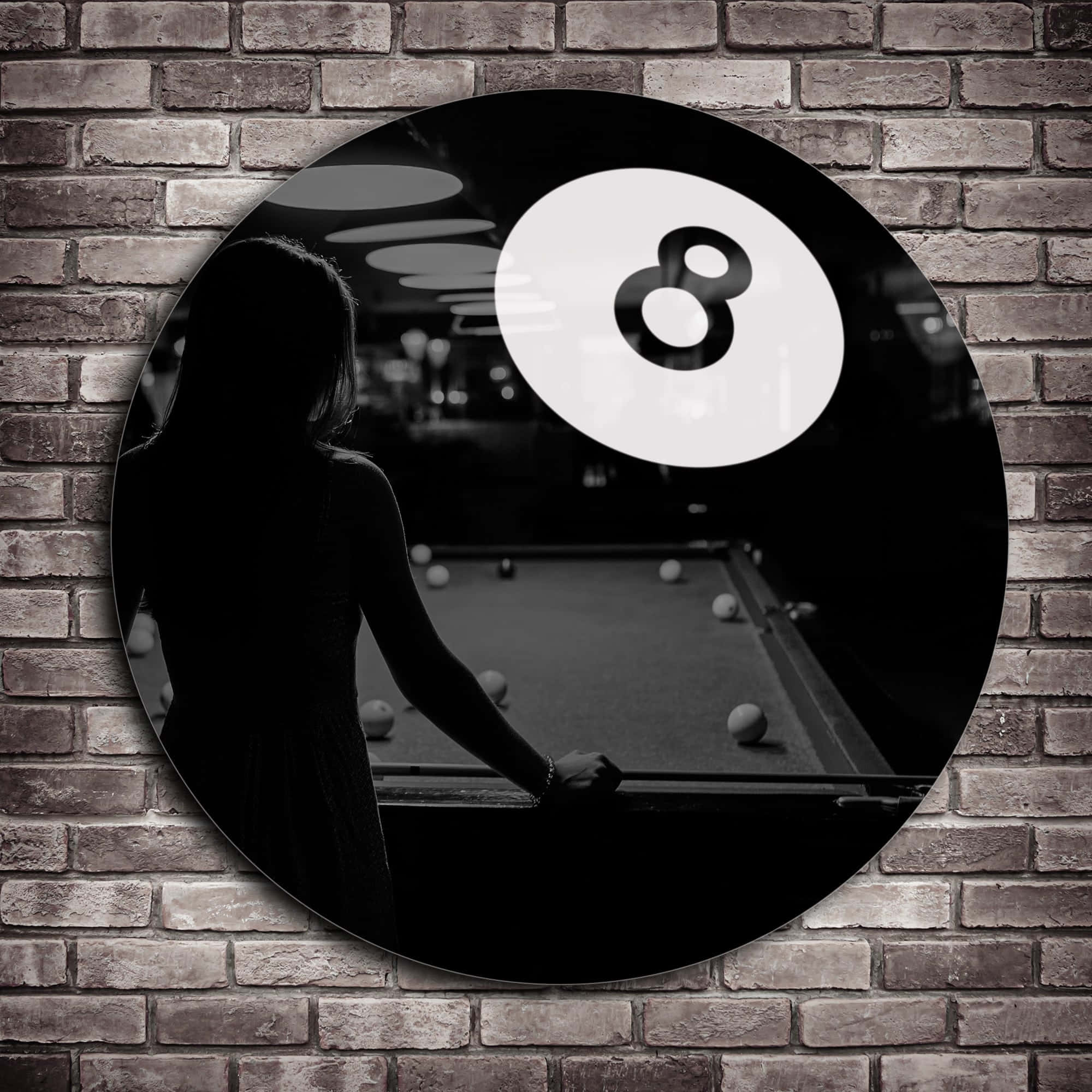 Eight Ball, silhouette of a woman, pool table, Full HD Desktop Wallpaper