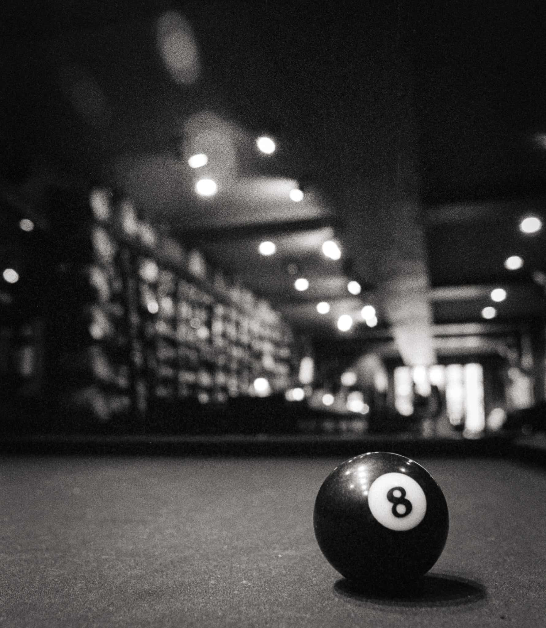 Eight Ball, pool table, black and white, Full HD Phone Wallpaper