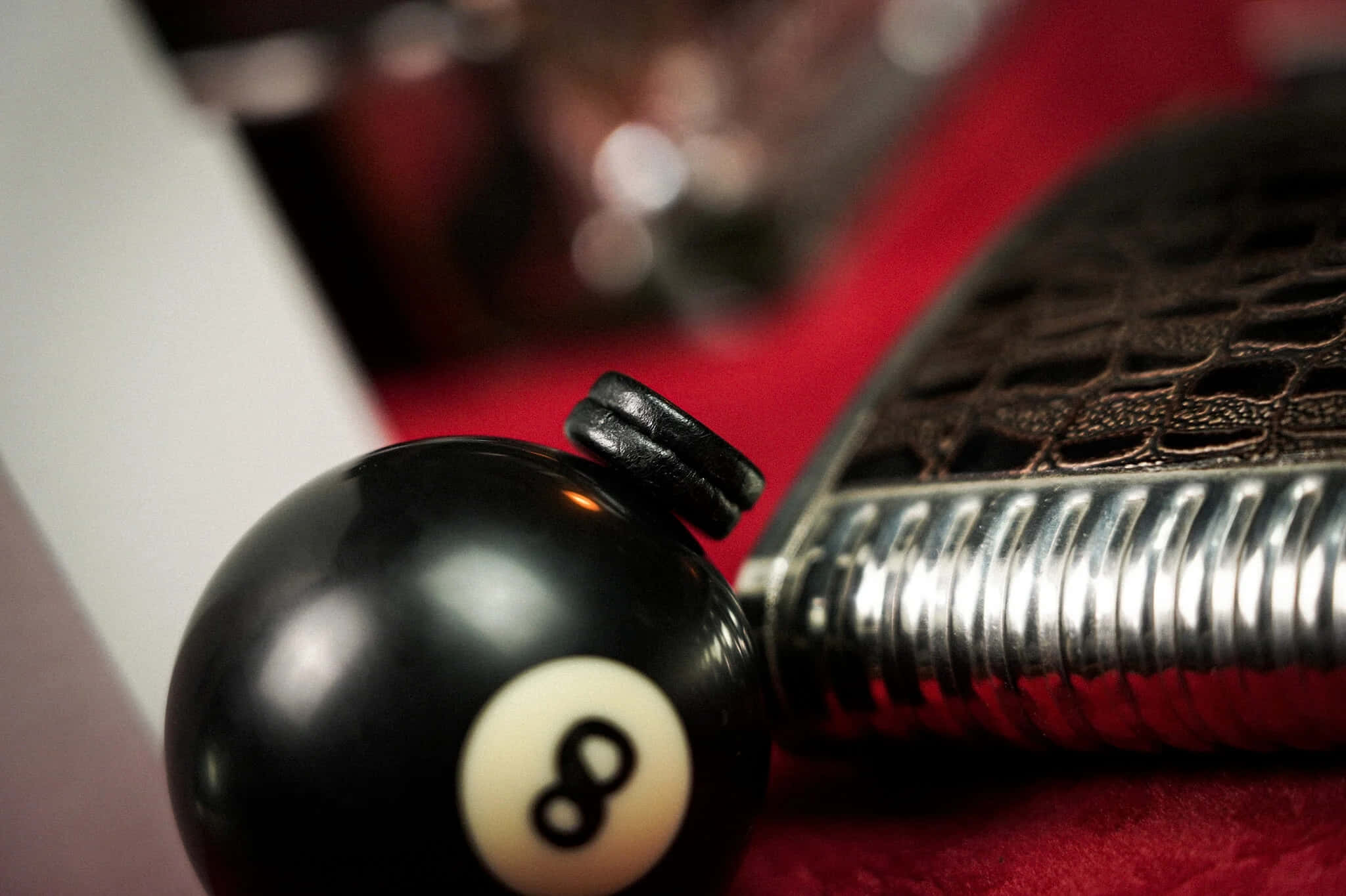 Eight Ball, pool cue, glossy black, Full HD Desktop Wallpaper