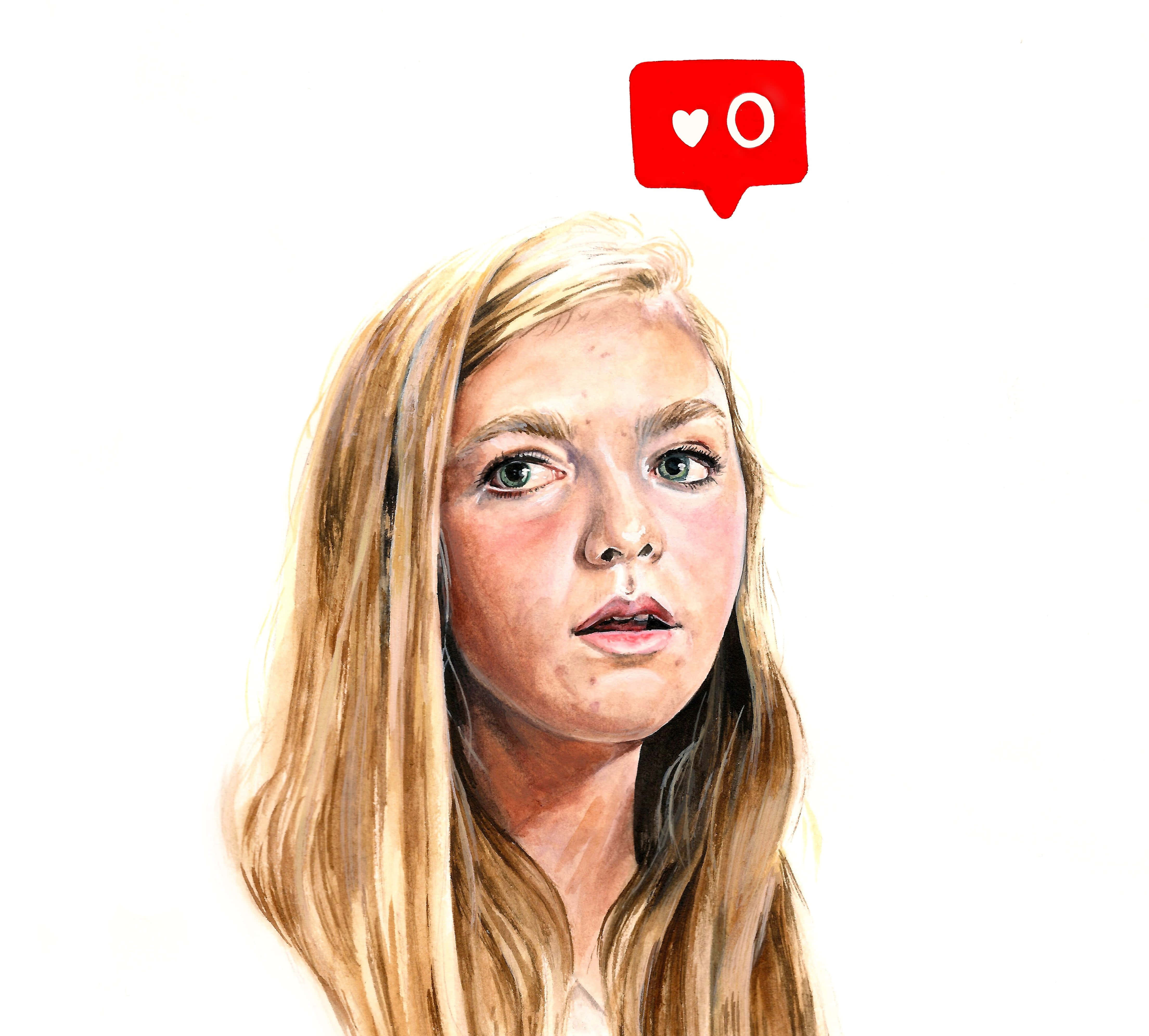Eighth Grade, watercolor portrait, young woman, 4K Desktop Wallpaper
