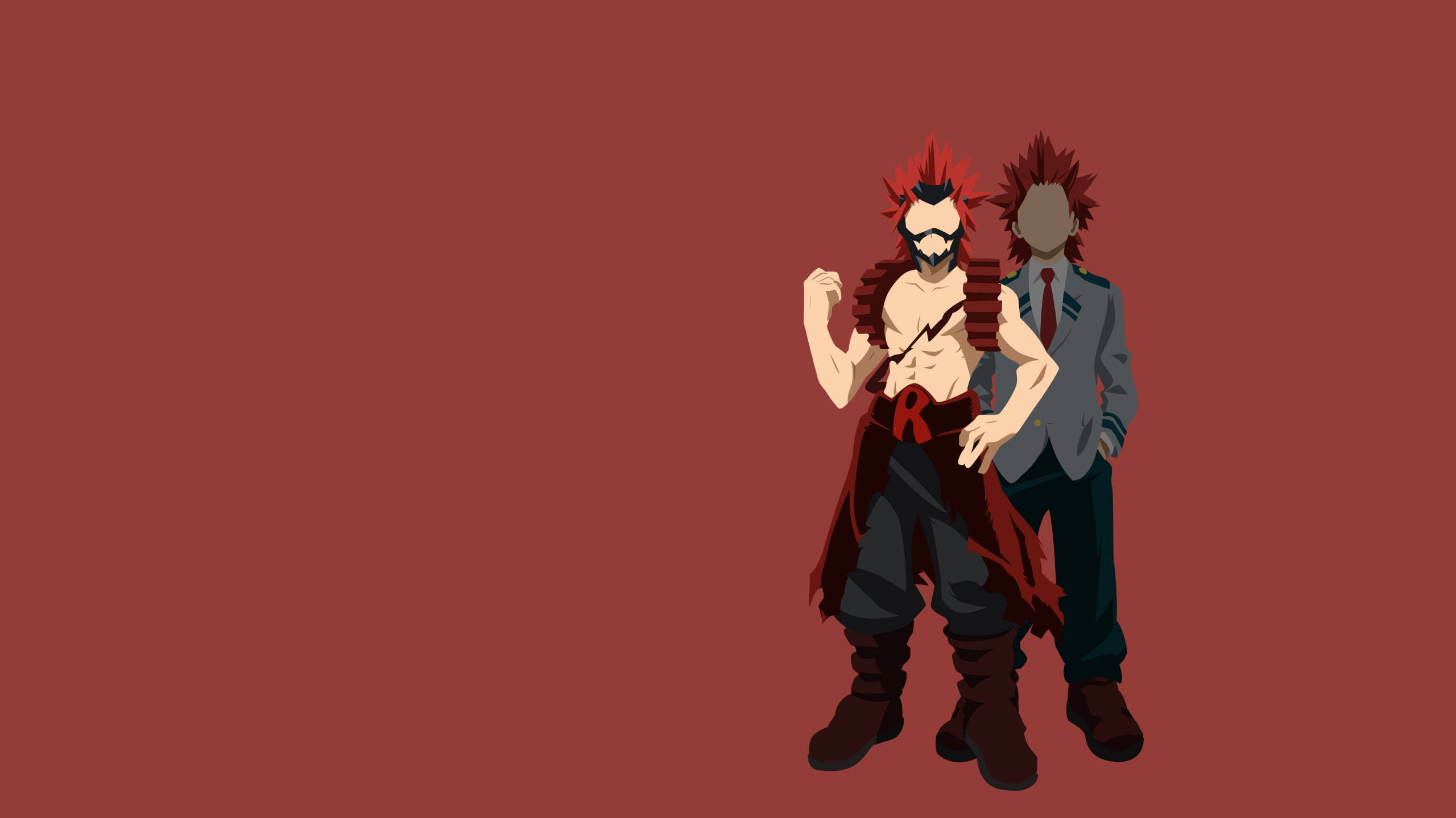 Eijiro Kirishima, red spiky hair, combat gear, 2K Desktop Wallpaper