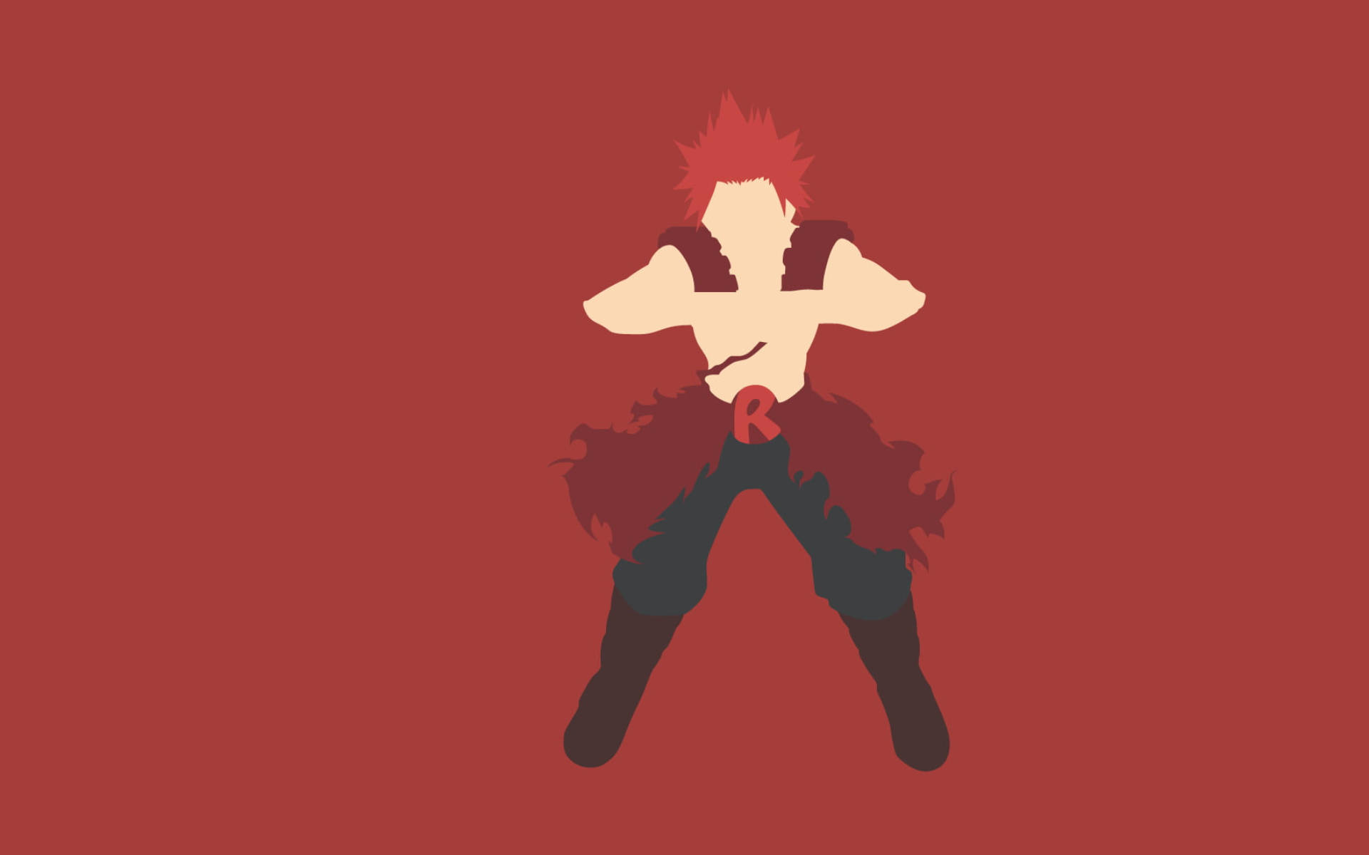 Eijiro Kirishima, red spiky hair, red 'R' emblem, Full HD Desktop Wallpaper