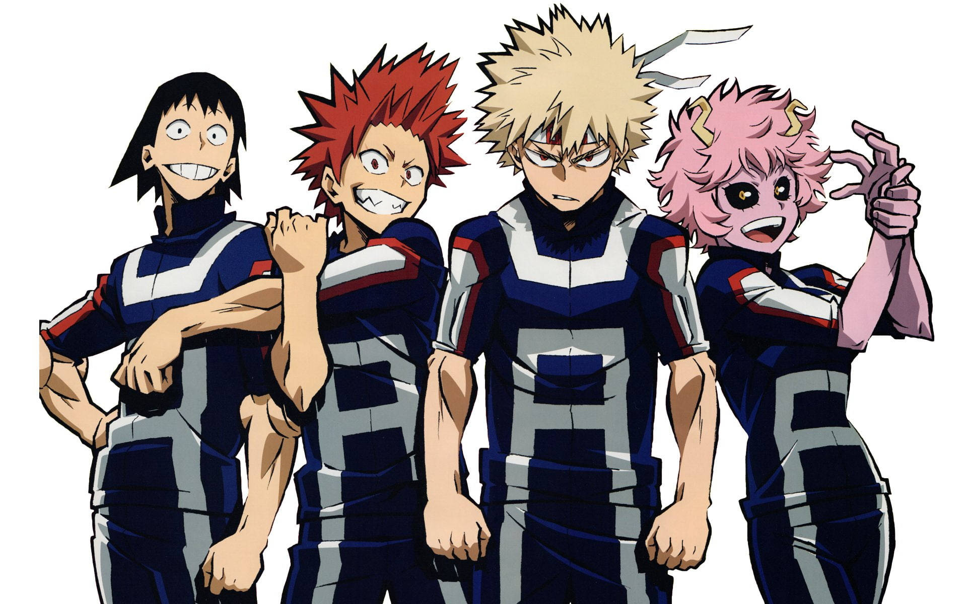 Eijiro Kirishima, blue and white uniforms, anime heroes, Full HD Desktop Wallpaper