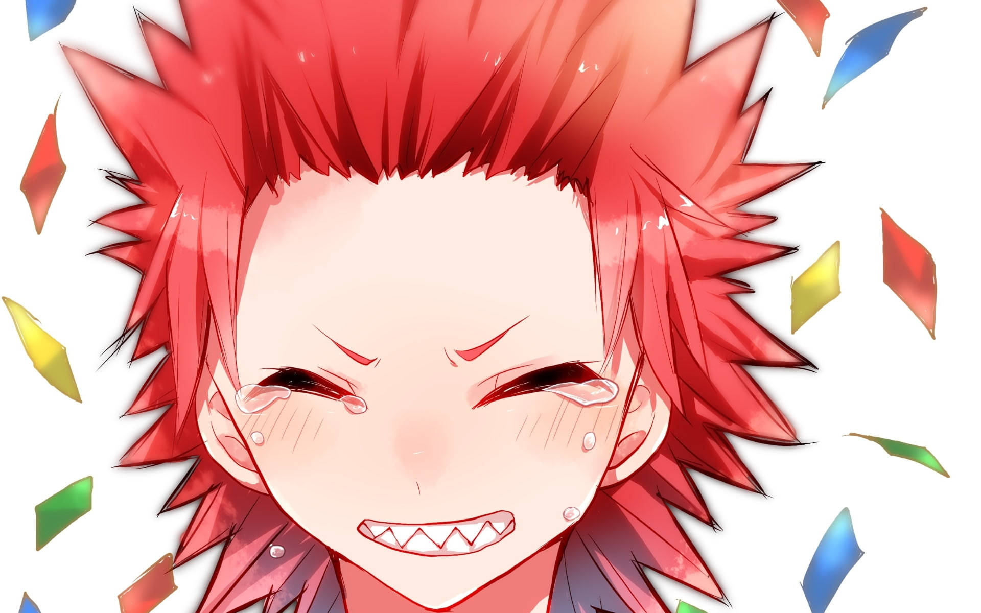 Eijiro Kirishima, spiky red hair, wide grin, Full HD Desktop Wallpaper