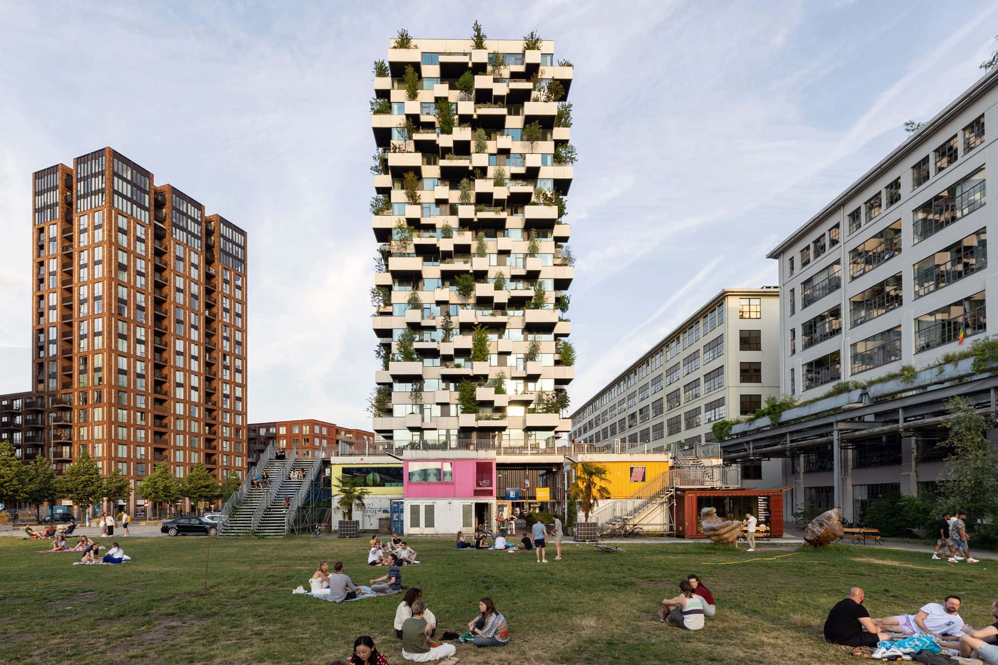 Eindhoven, urban park, vertical garden tower, Full HD Desktop Wallpaper