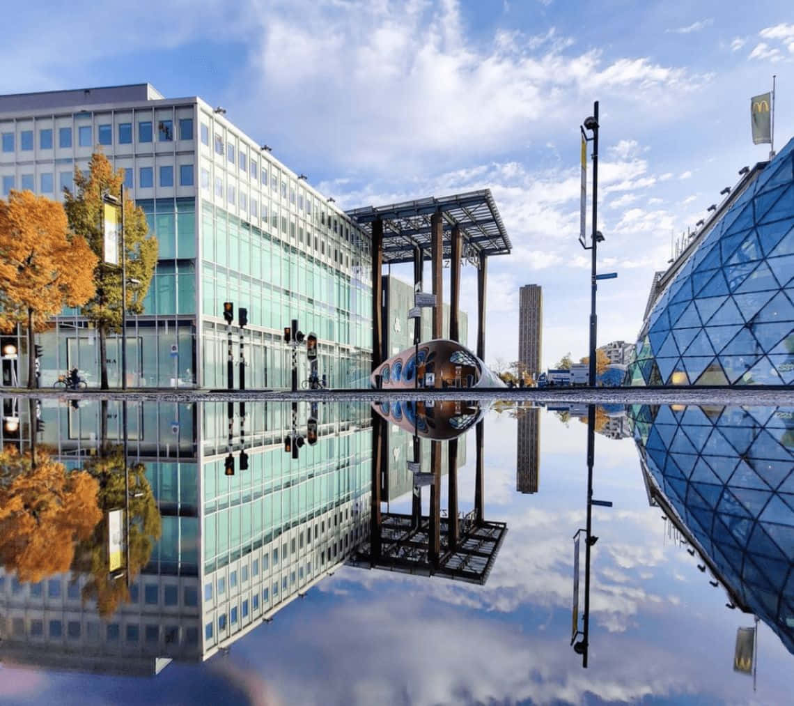 Eindhoven, urban architecture, glass buildings, SD Desktop Wallpaper