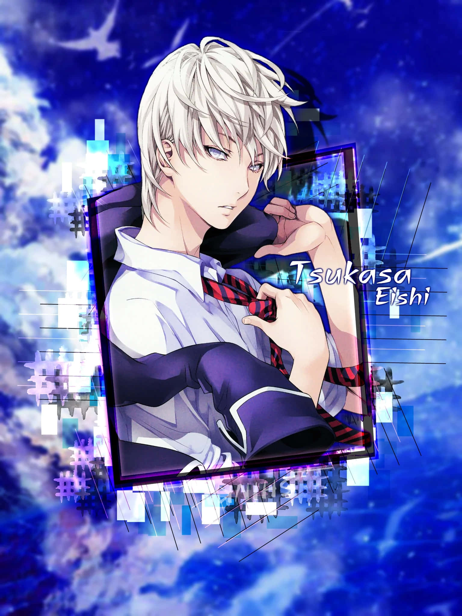 Eishi Tsukasa, anime boy, silver hair, Full HD Phone Wallpaper