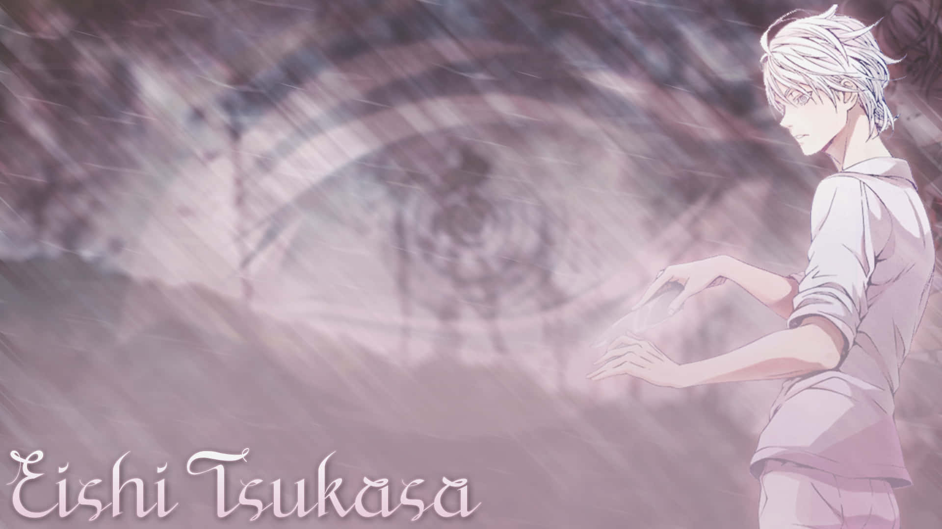 Eishi Tsukasa, silver-haired anime boy, white shirt, Full HD Desktop Wallpaper
