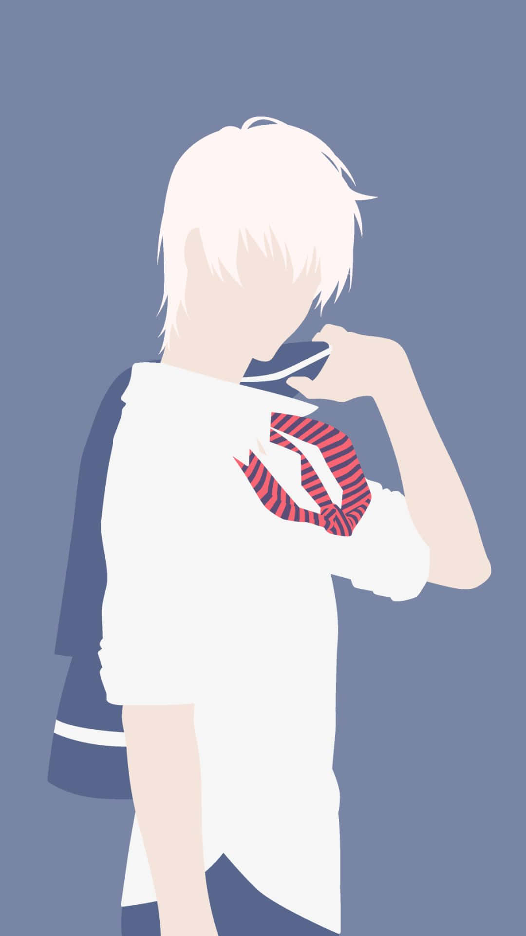 Eishi Tsukasa, white hair, red striped tie, Full HD Phone Wallpaper