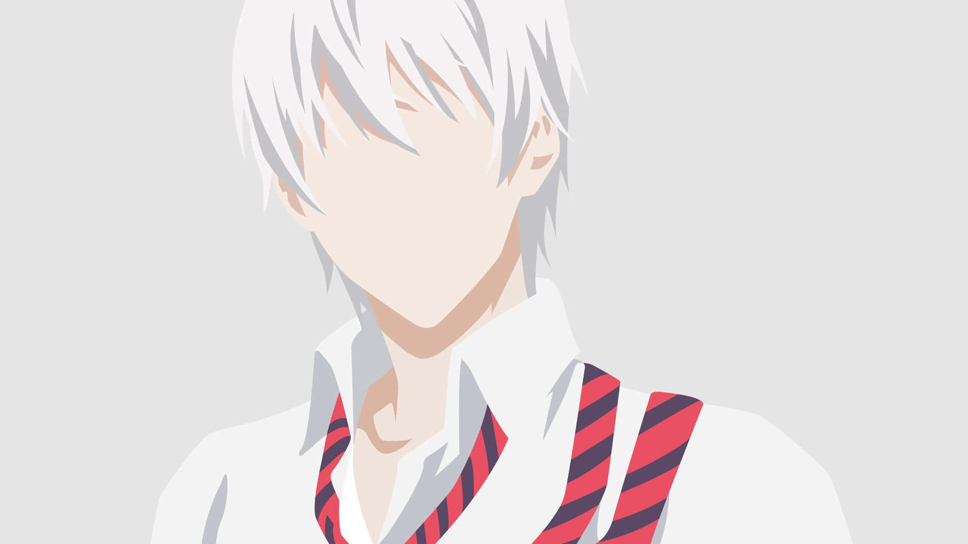 Eishi Tsukasa, white hair, red striped tie, Full HD Desktop Wallpaper