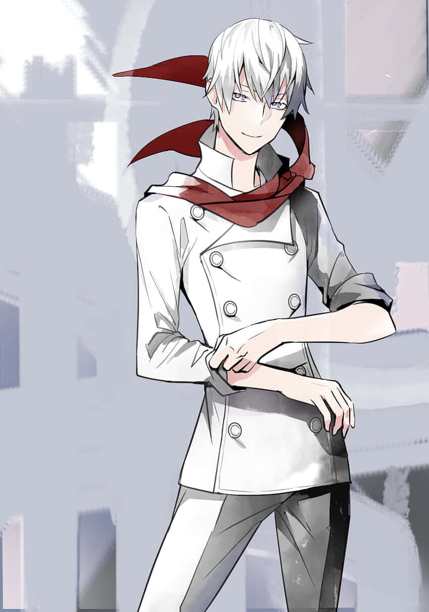Eishi Tsukasa, silver-haired, white coat, SD Phone Wallpaper