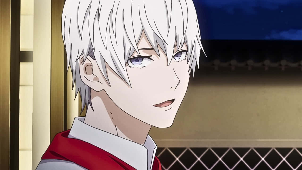 Eishi Tsukasa, silver-haired, purple eyes, HD Desktop Wallpaper