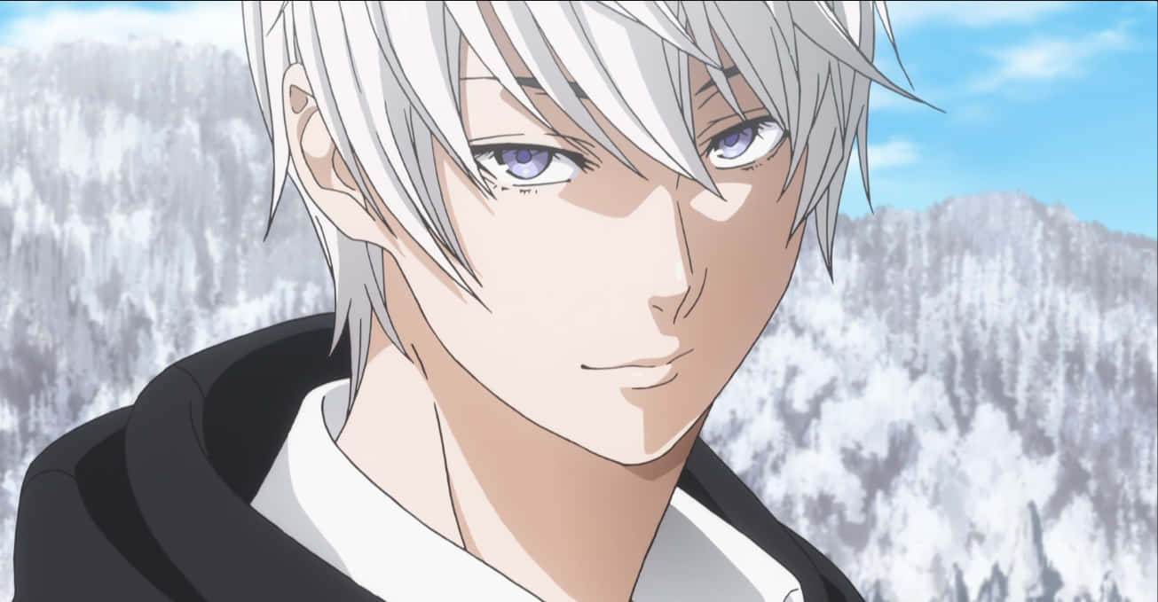 Eishi Tsukasa, silver-haired, purple eyes, HD Desktop Wallpaper
