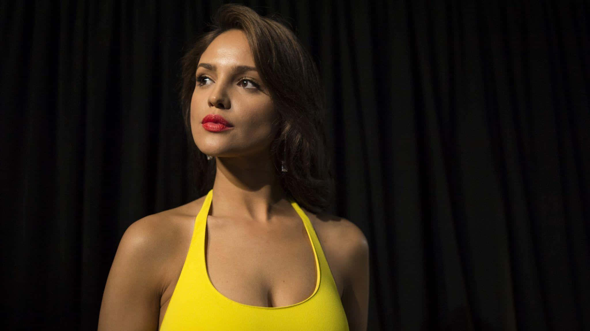 Eiza Gonzalez, yellow dress, halter top, Full HD Desktop Wallpaper