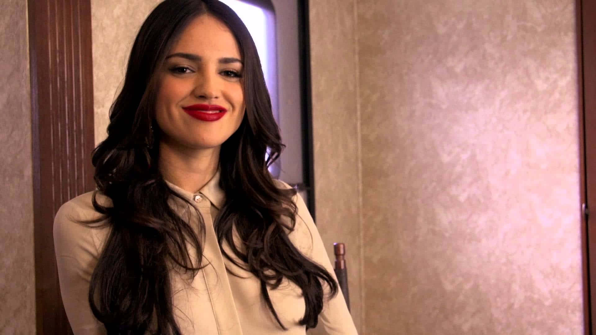 Eiza Gonzalez, red lipstick, long dark wavy hair, Full HD Desktop Wallpaper