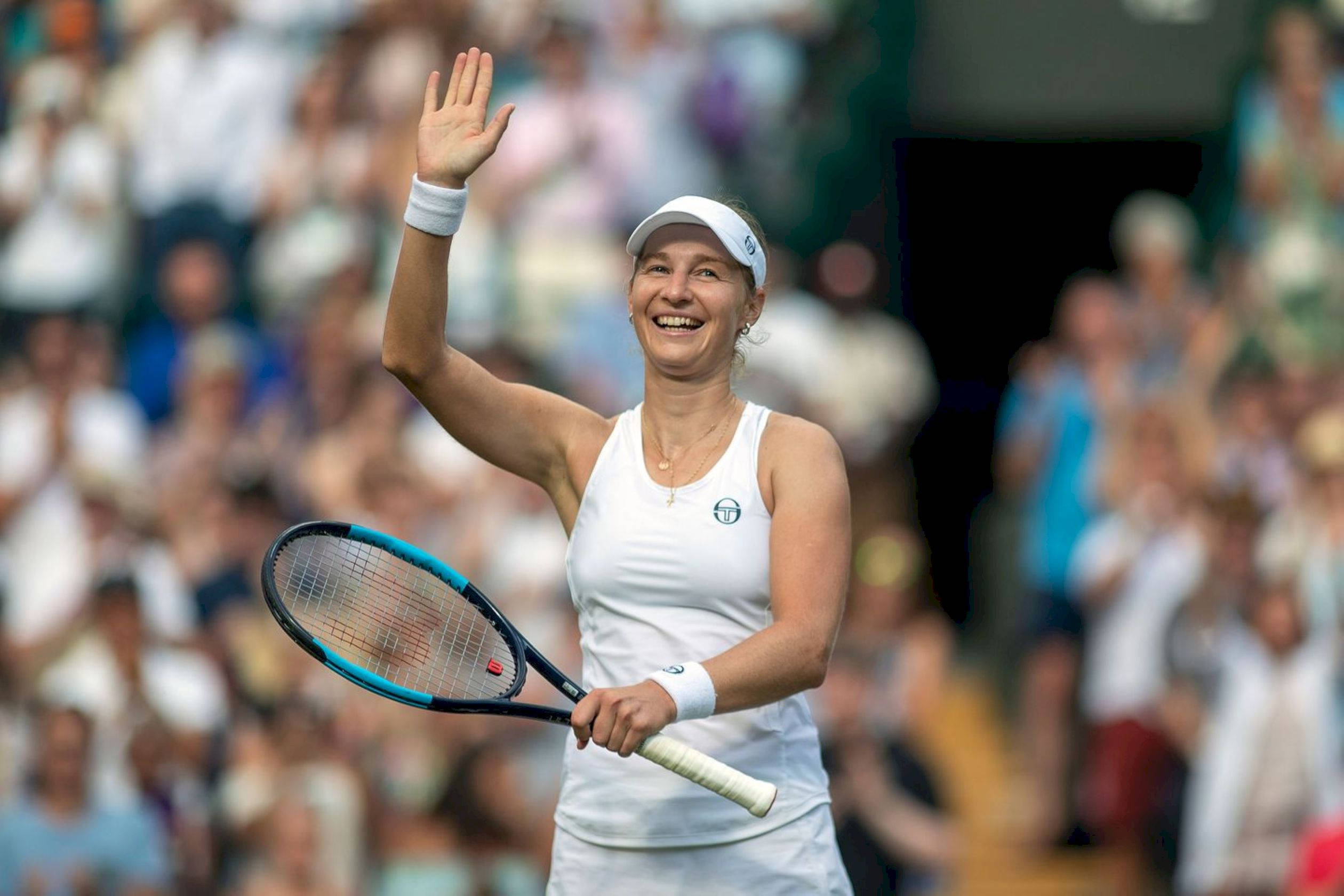 Ekaterina Makarova, tennis player, racket, Full HD Desktop Wallpaper
