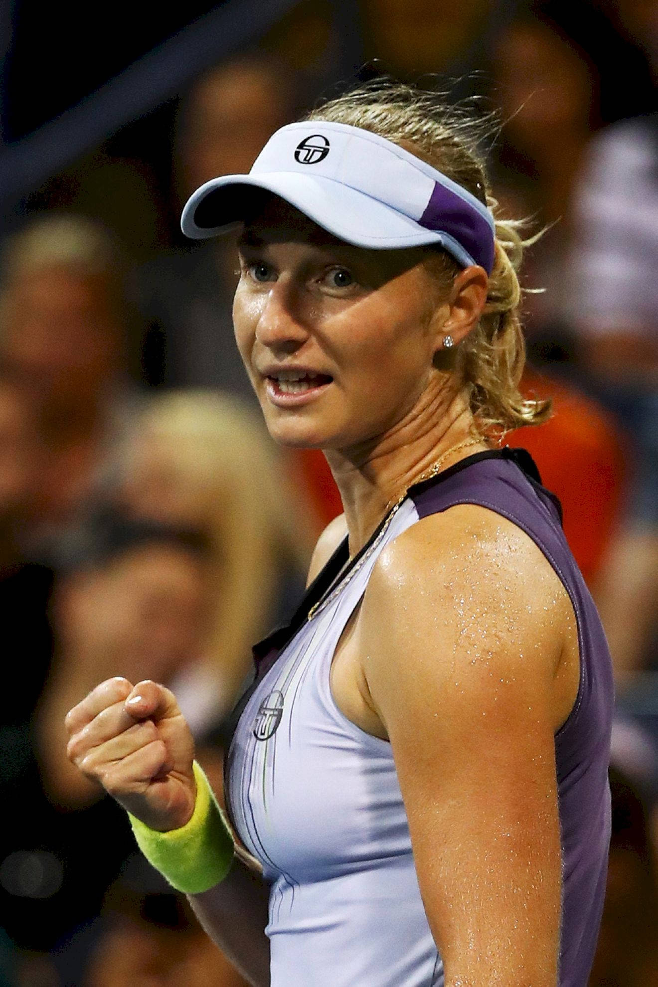 Ekaterina Makarova, tennis player, stadium lights, Full HD Phone Wallpaper