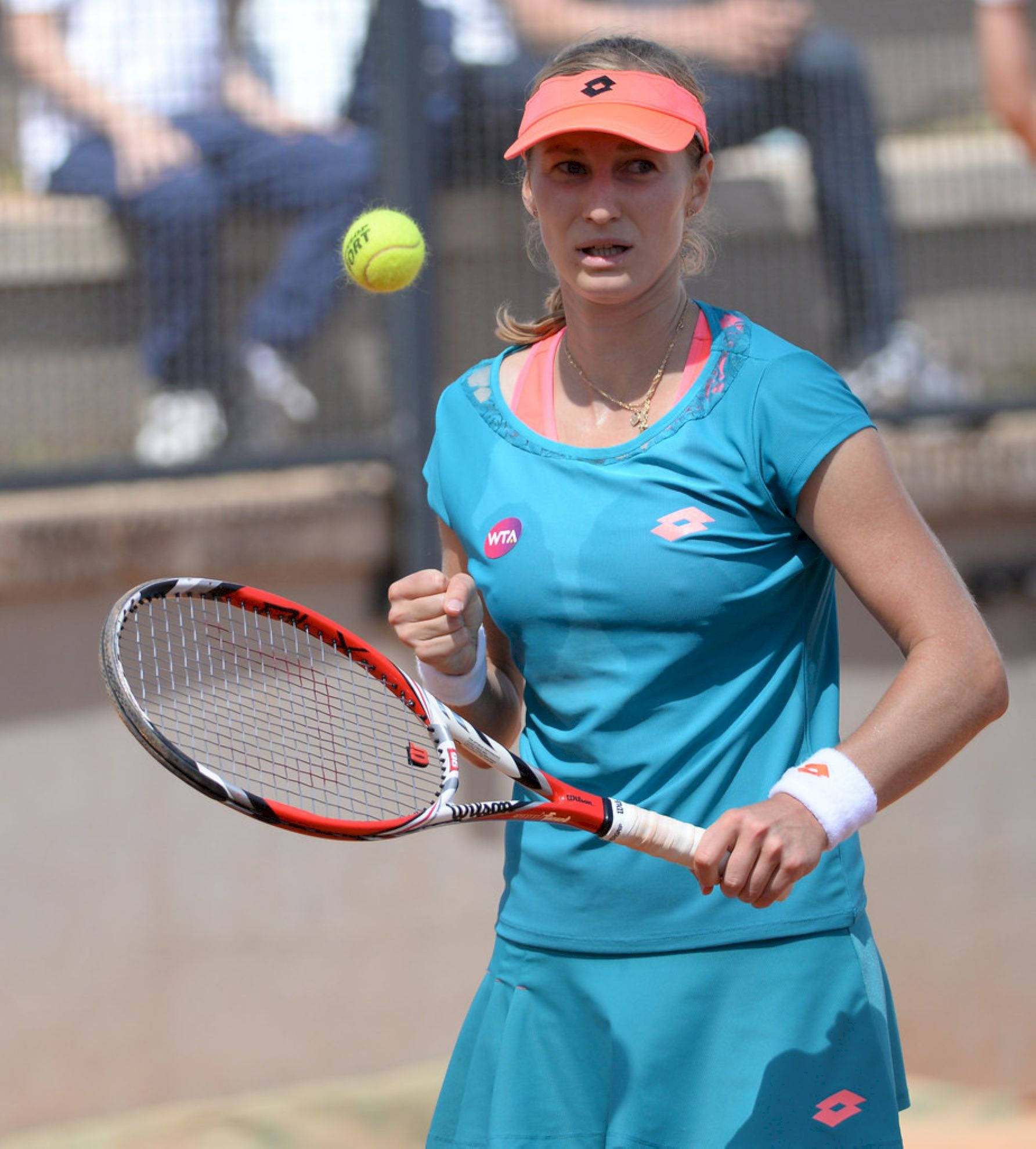 Ekaterina Makarova, blue outfit, orange visor, Full HD Phone Wallpaper