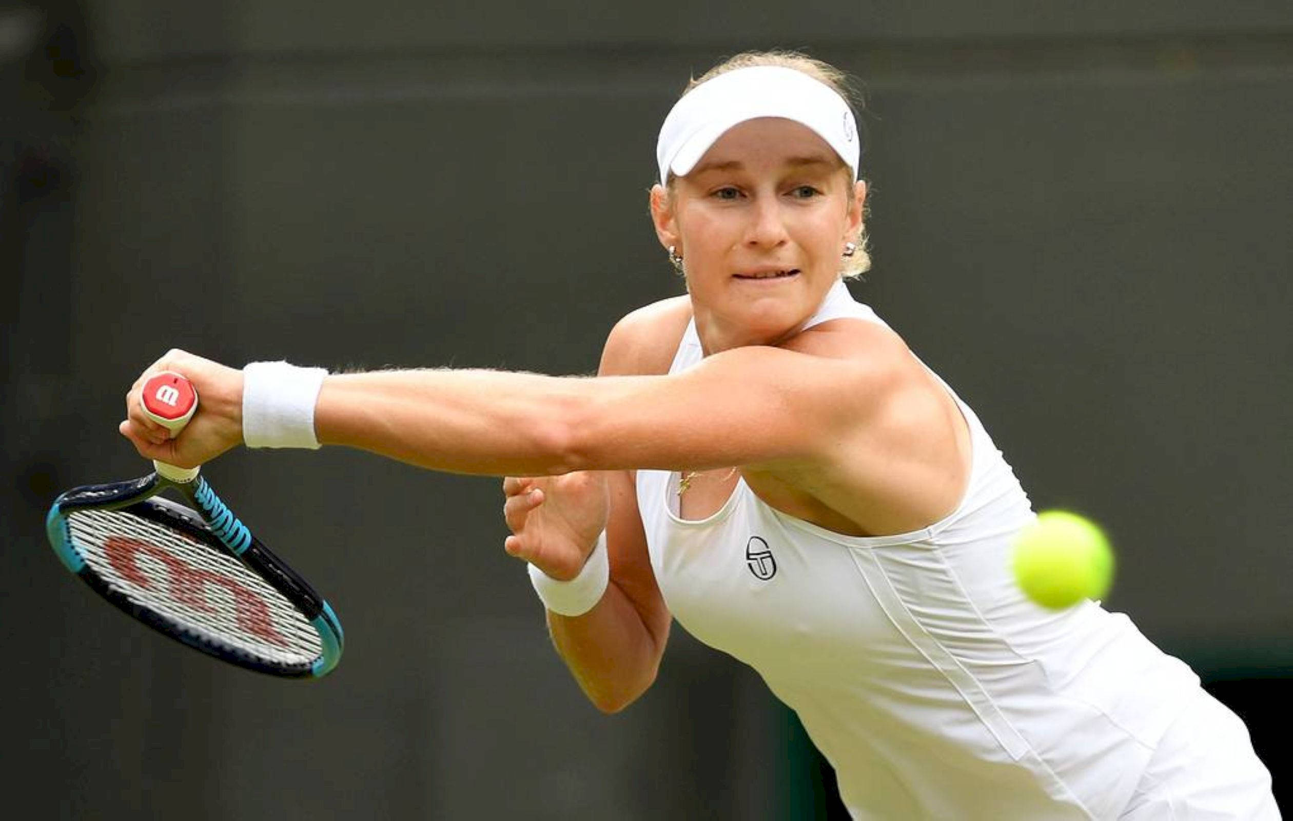 Ekaterina Makarova, tennis court, white gear, Full HD Desktop Wallpaper