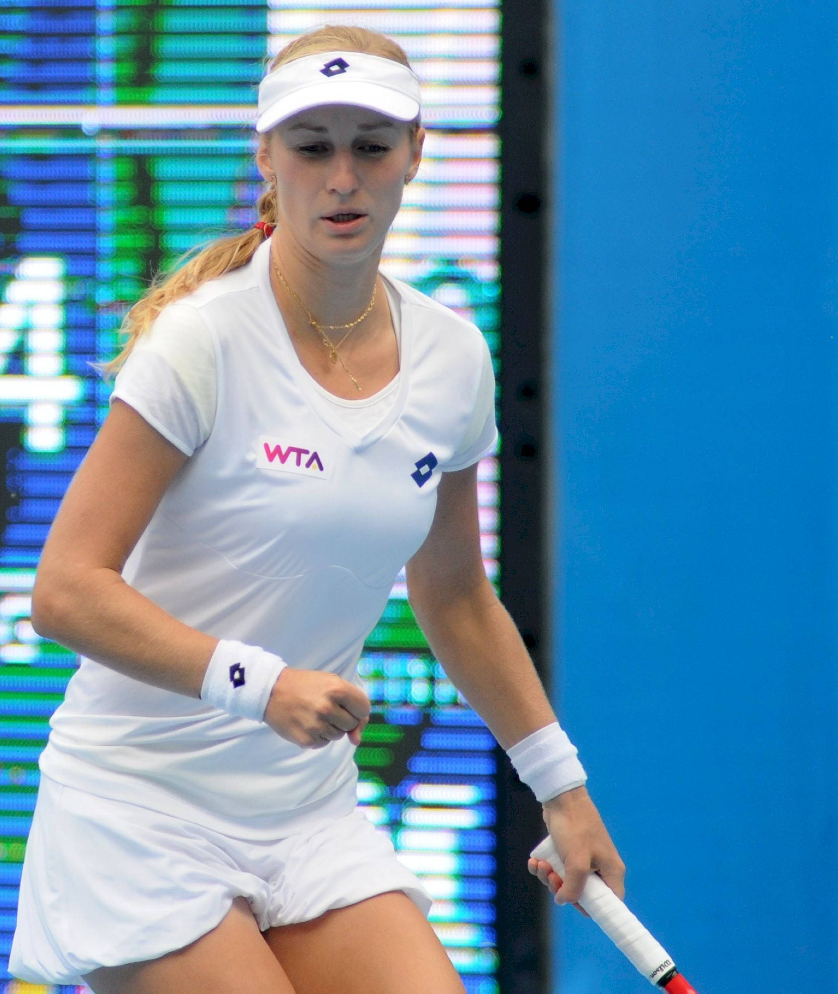 Ekaterina Makarova, white gear, tennis player, Full HD Phone Wallpaper