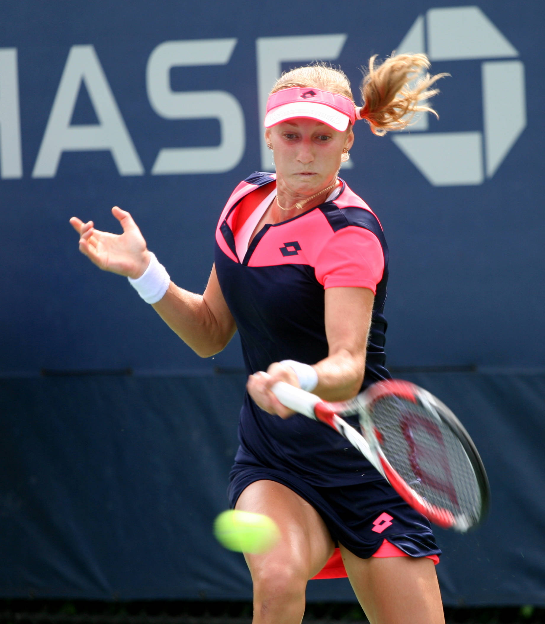 Ekaterina Makarova, pink and black gear, bright yellow ball, Full HD Phone Wallpaper