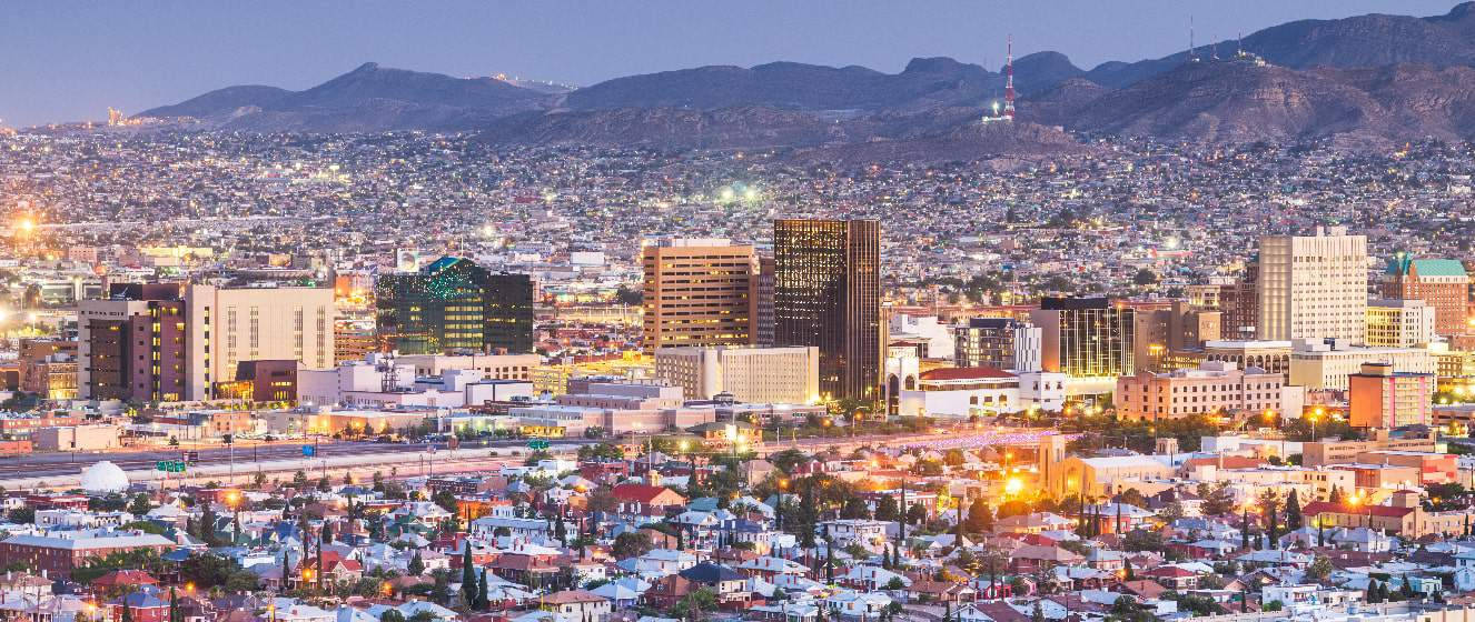 El Paso, dusk, glowing buildings, HD Desktop Wallpaper