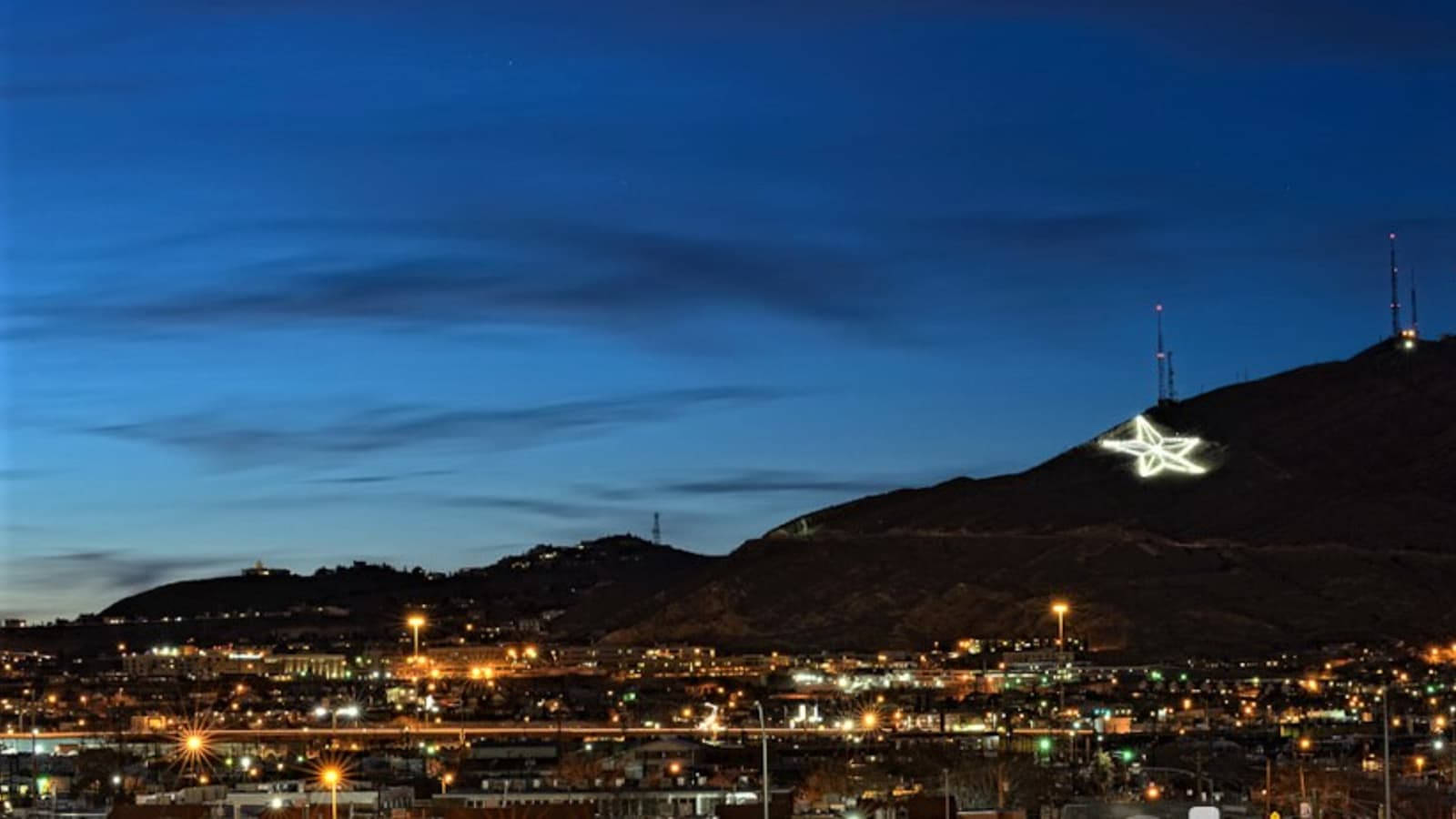 Night Sky El Paso, twilight, dark hillside, HD Desktop Wallpaper