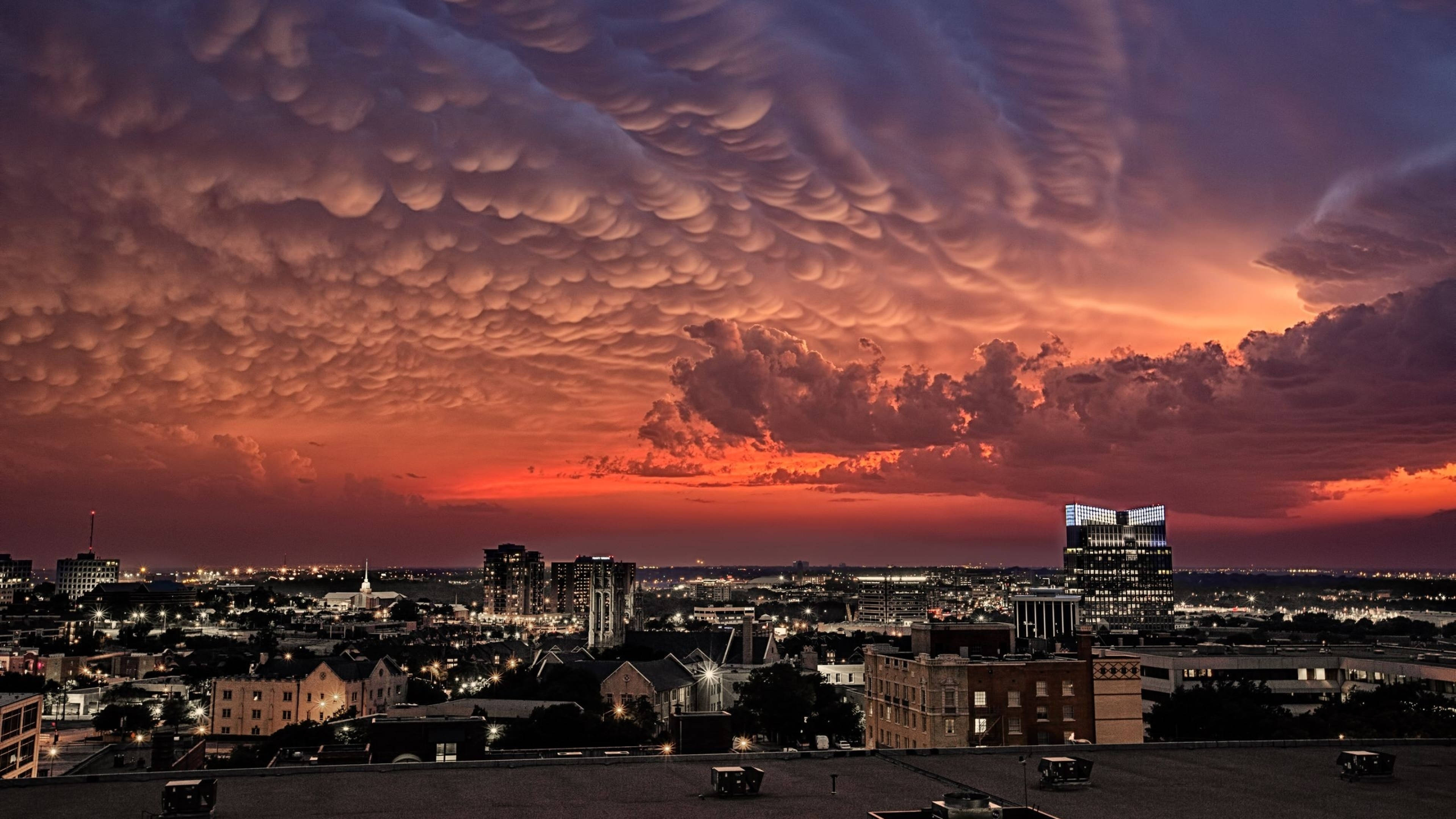 El Paso, mammatus clouds, fiery orange, 4K Desktop Wallpaper