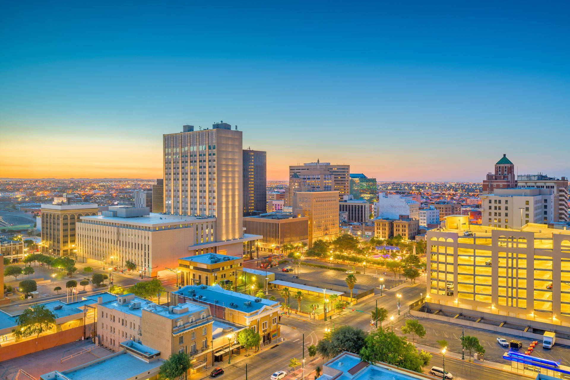 El Paso, sunset, golden skyscrapers, Full HD Desktop Wallpaper