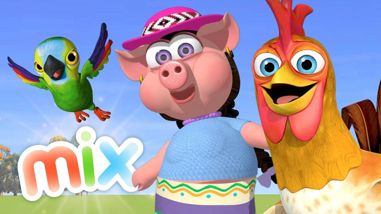 El Reino Infantil, pig in a hat, bright parrot, HD Desktop Wallpaper