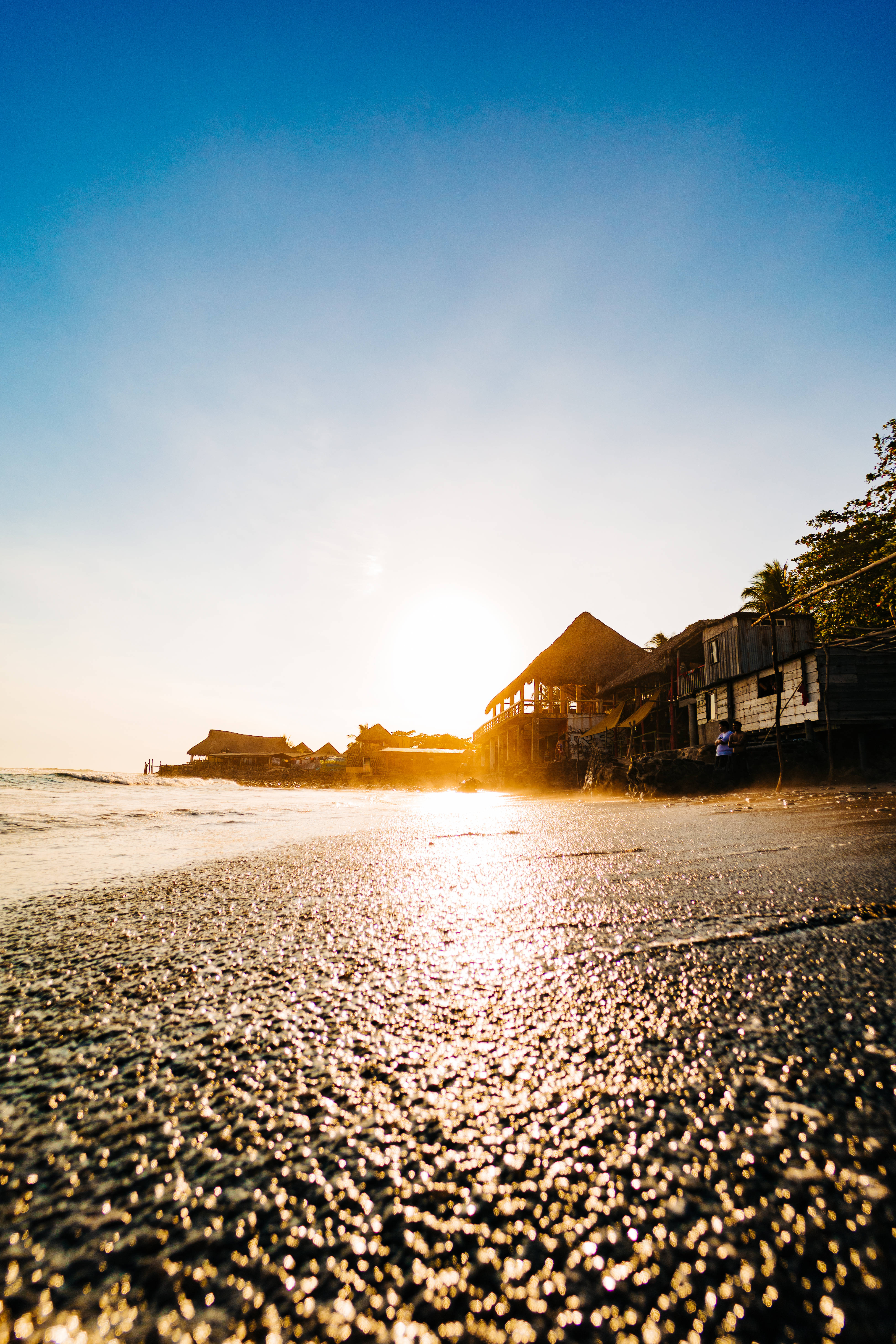 El Salvador, Sunset, wet sand, 5K Phone Wallpaper