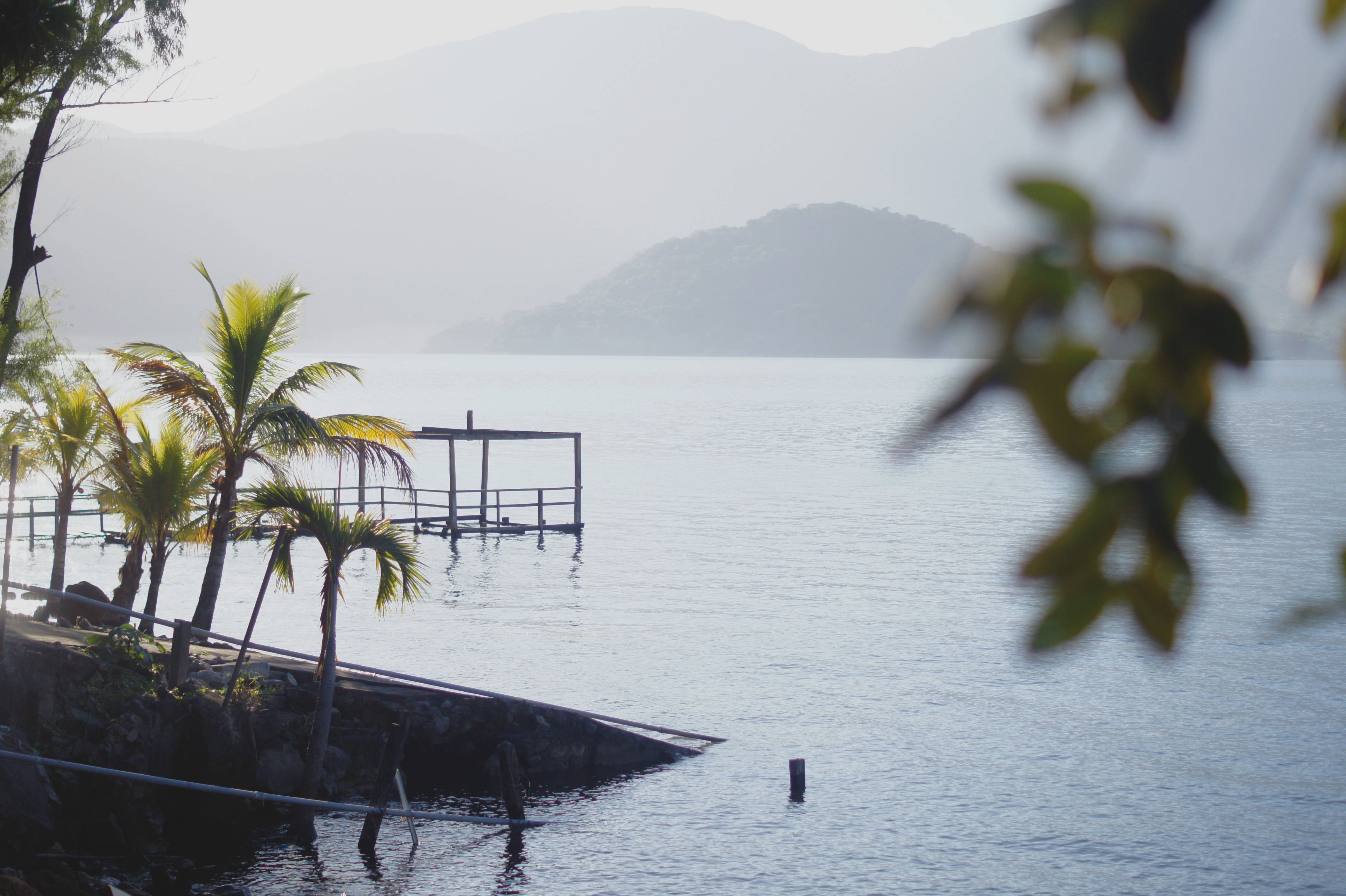El Salvador Lake, tropical bay, palm trees, 4K Desktop Wallpaper