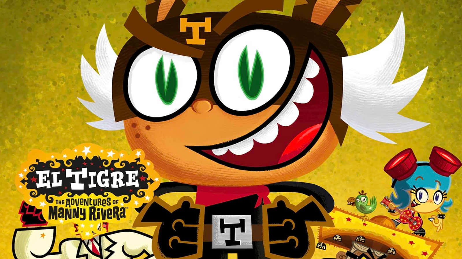 El Tigre The Adventures Of Manny Rivera, cartoon tiger superhero, green eyes, HD Desktop Wallpaper