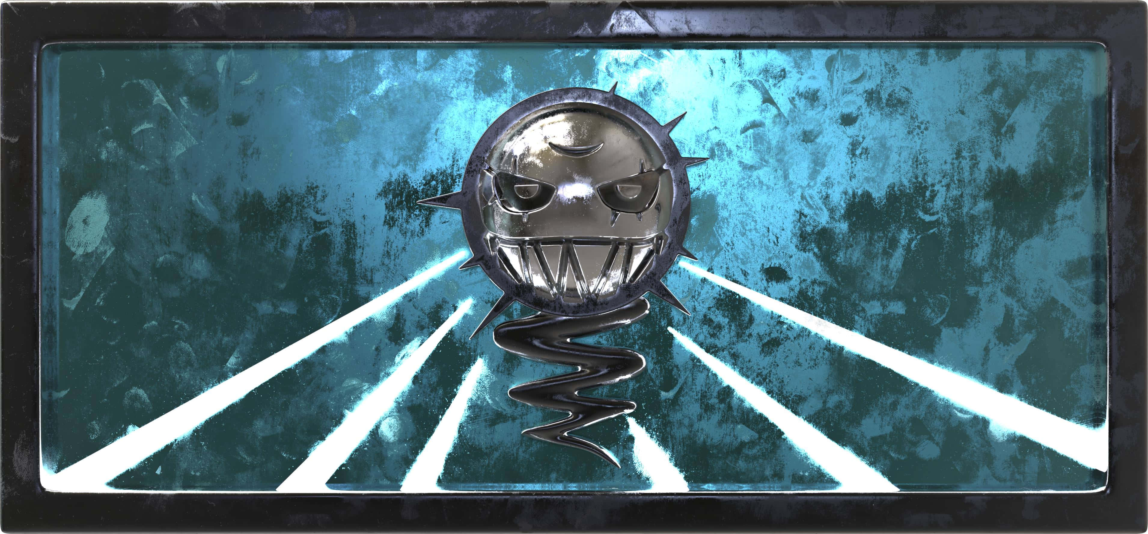 Ela R6, metallic skull, spikes, 2K Desktop Wallpaper