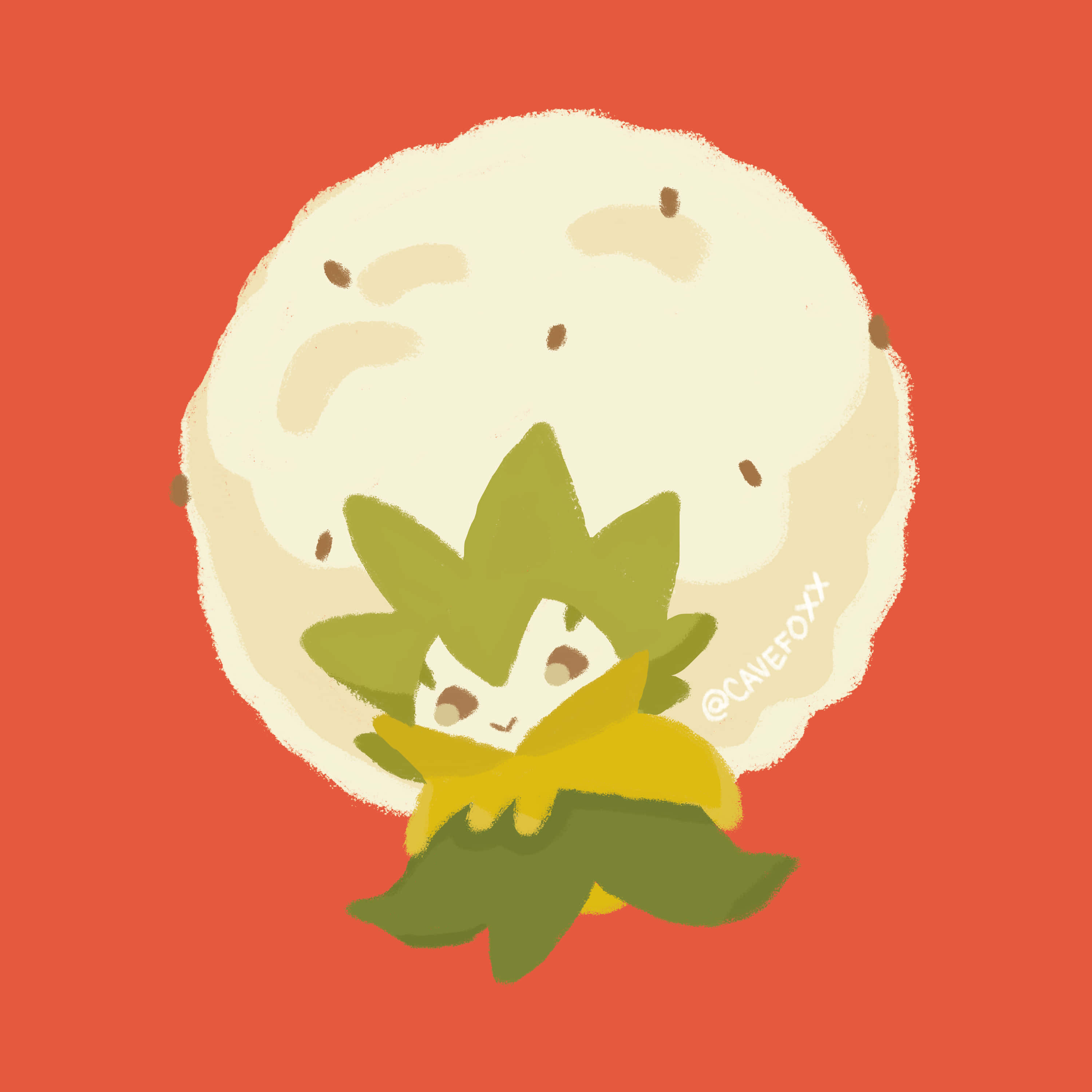 Eldegoss, red aesthetic, coral background, 2K Desktop Wallpaper