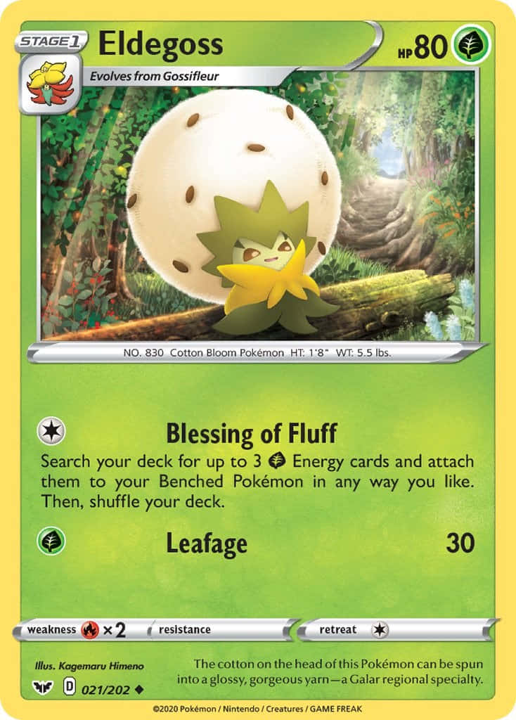 Eldegoss, fluffy white head, green-yellow star-shaped face, SD Phone Wallpaper