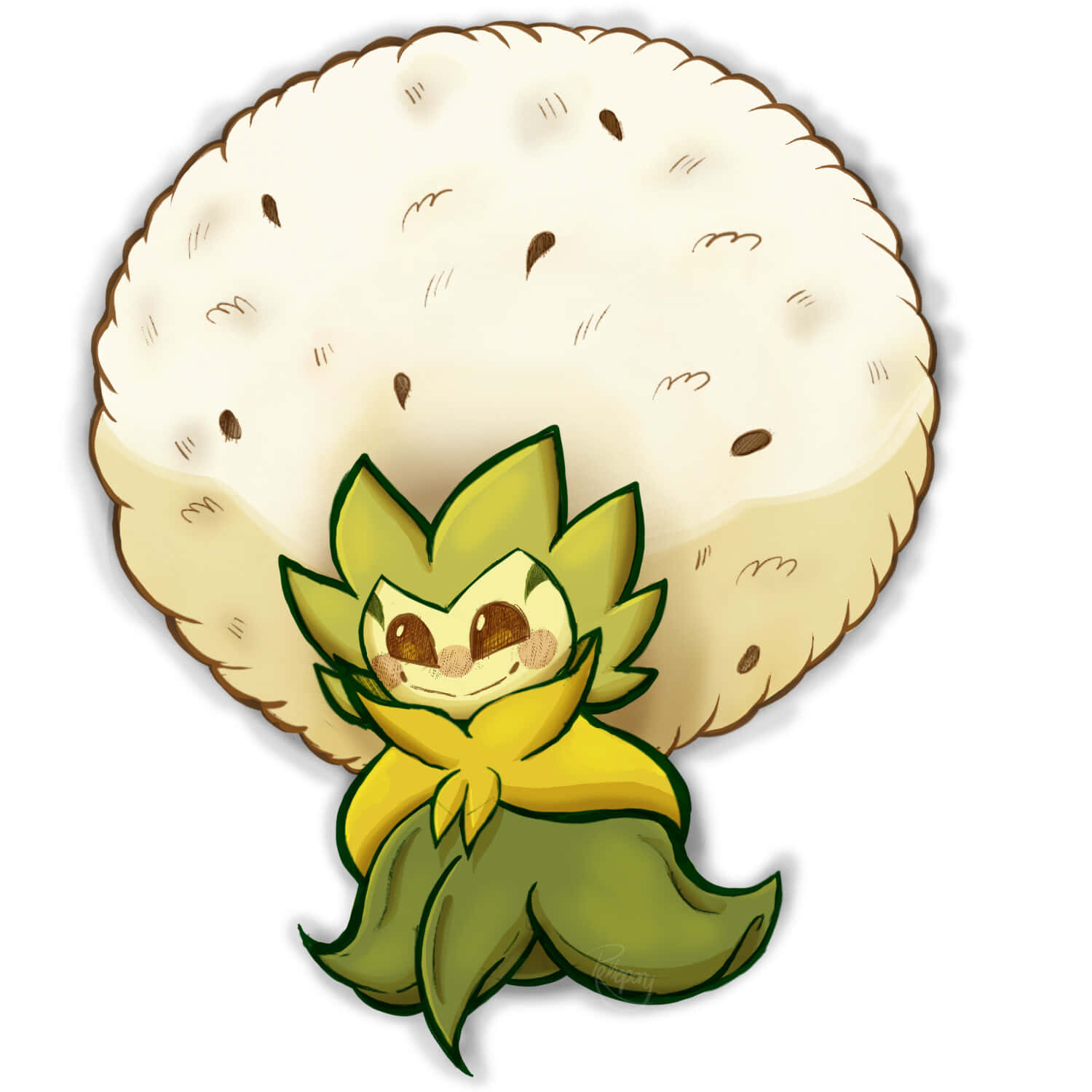 Eldegoss, chibi-style, cream-colored hat, HD Desktop Wallpaper