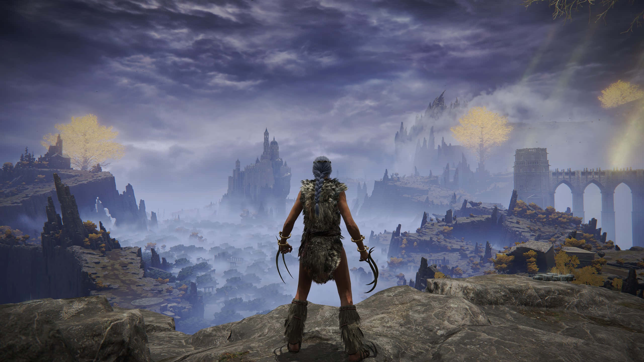 Elden Ring, warrior, cliff, 2K Desktop Wallpaper