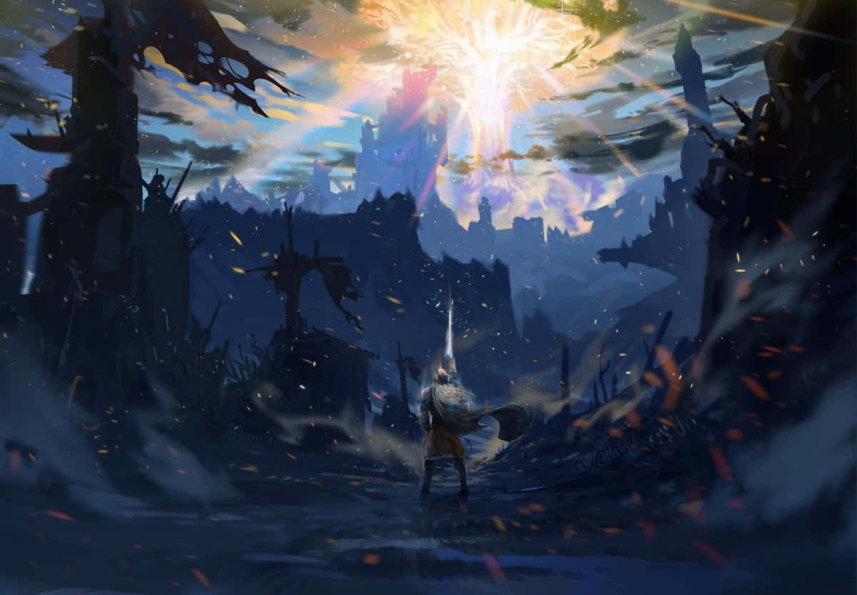 Elden Ring, lone warrior, ruined battlefield, SD Desktop Wallpaper