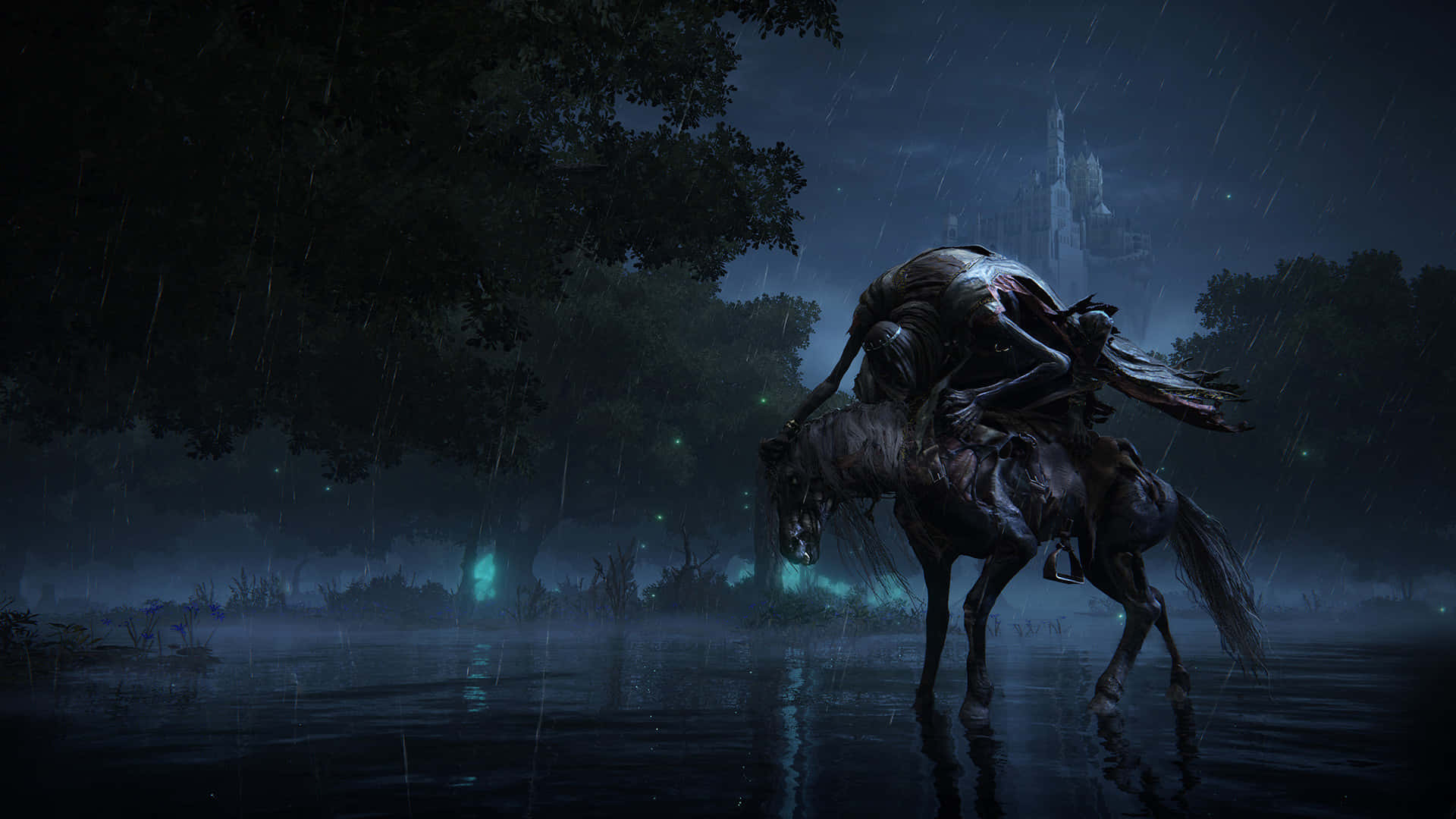 Elden Ring, hooded rider, dark horse, Full HD Desktop Wallpaper