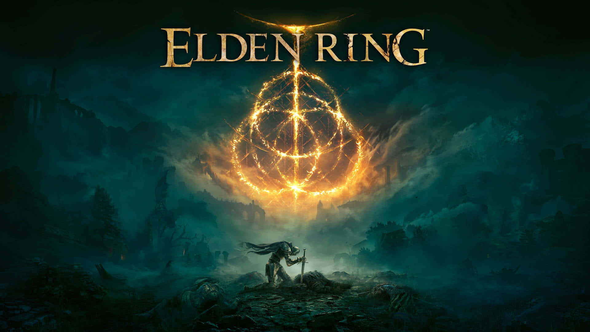 Elden Ring, golden ring, dark misty forest, Full HD Desktop Wallpaper